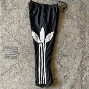 adidas Black Track Joggers with White Trefoil and Stripes